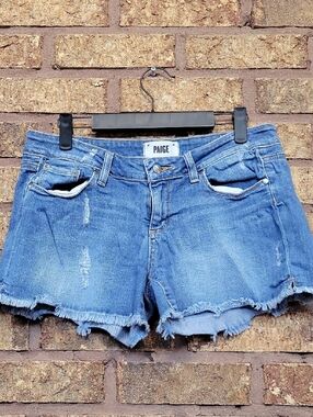 PAIGE Distressed Denim Cutoff Jean Cotton Stretch Shorts Size 27